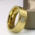thumbnail image 7 of Yellow Gold Plated 8mm AAA CZ Titanium Steel Mens Ring Men Wedding Band Man Ring, 7 of 7