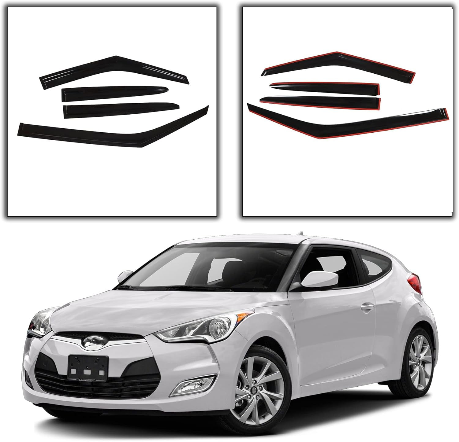 SEBLAFF 4 PCS Side Window Vent Visors Rain Guards Deflectors Smoke Replacement for 2011-2017 Veloster