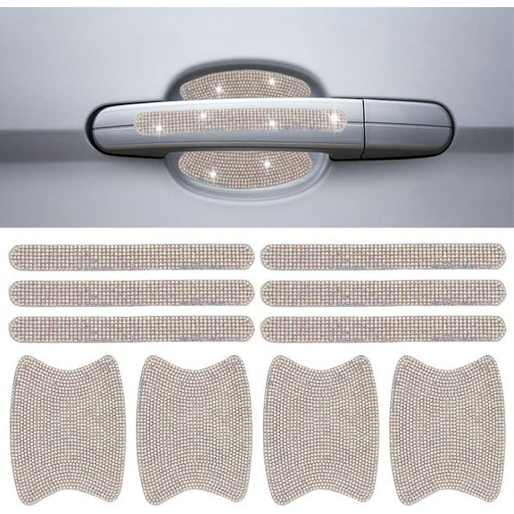 GORGECFAFT 10Pcs 2 Style Car Door Handle Decals Car Door Handle Sticker Bling Crystal Glitter Door Handle Scratches Protector Rhinestone Car Door Handle Stickers Accessories for Women Car Stickers