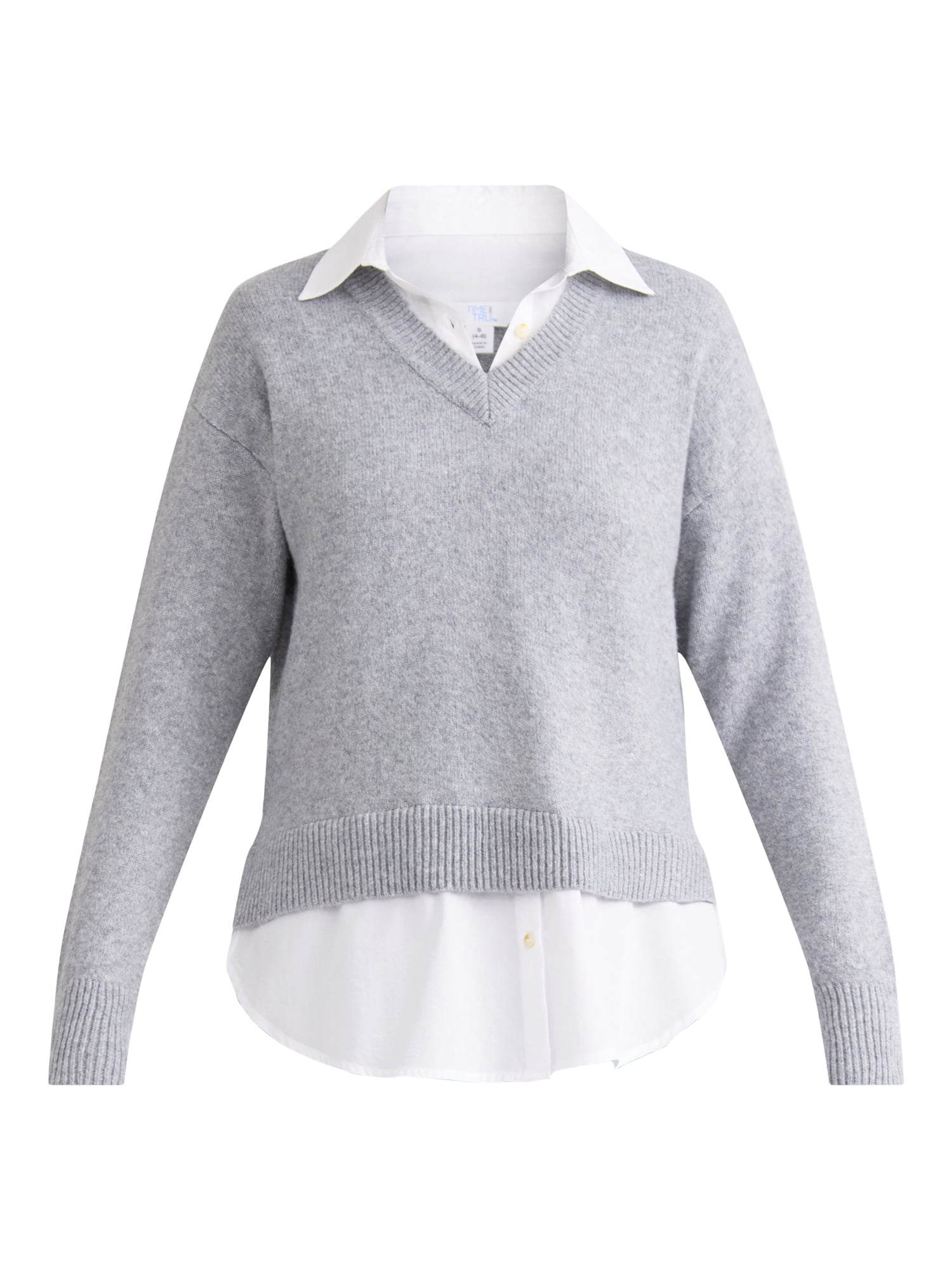 Time and Tru Women's Layered Look Sweater, Midweight, Sizes XS-XXXL