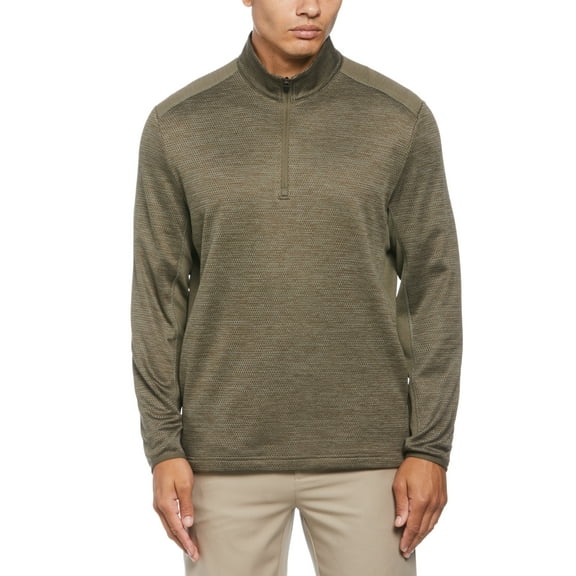 PGA TOUR Mens Space Dyed Quarter Zip Sweater Industrial Green Heather XL