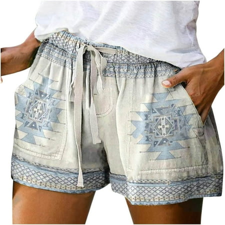 

HIBRO Women Casual Drawstring Shorts Summer Solid Color Elastic Waist Cotton Shorts Comfy Lightweight Pants With Pockets Tunic Women Short Sleeve Women s Short Socks