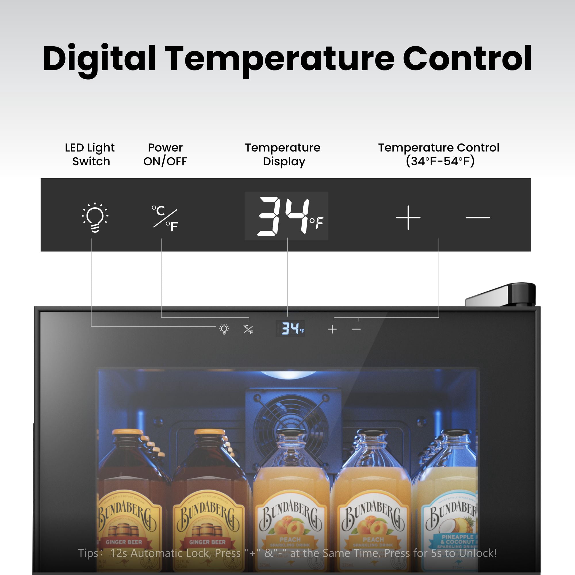 Yeego 1.63 Cu.ft. Mini Beverage Refrigerator Cooler - 65 Can Mini Fridge with Double Glass Door, for Home/Bar/Office, Electronic Touch Control
