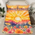 thumbnail image 2 of Homewish Retro Country Floral Twin Sheet Sets,Natural Landscape Twin Fitted Sheet,Orange Sunset Flat Sheet For Kids,Luxury Bedroom Decor,3 Pieces, 2 of 7