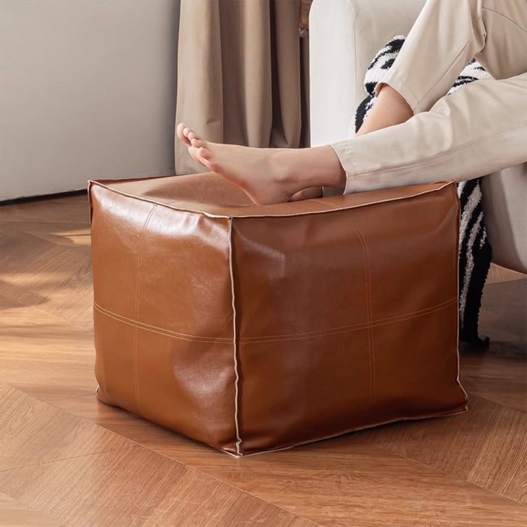 Ottoman Foot Rest, Storage Pouf Ottoman Cube Seat with Faux
