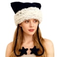 thumbnail image 3 of Grunge Emo Clothes Accessories Cute Cat Ear Hat Striped Crochet Y2k Beanie,One Size, 3 of 5