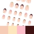 thumbnail image 6 of EBCUE 24Pcs Polka Dot Press on Nails Medium Almond Fake Nails French Tip Nails Press Ons Brown Pink False Nails Acrylic Glossy Glue on Nails Polka Dot Stick on Nail for Women Decoration Set, 6 of 7