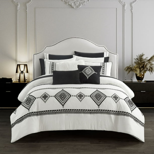 White Summit 12 Piece Bed, Black And White Queen Size Bedding
