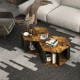thumbnail image 3 of Gymax 2PCS Coffee Side End Table Nightstand Hexagonal for Living Office Coffee Room, 3 of 10