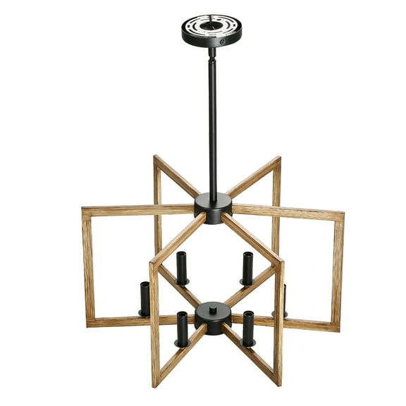 KFFKFF 6-Light Metal Chandelier, Adjustable Farmhouse Ceiling Fixture, Ideal for Dining, Bedroom, Foyer, Kitchen, Living Room, and Entryway