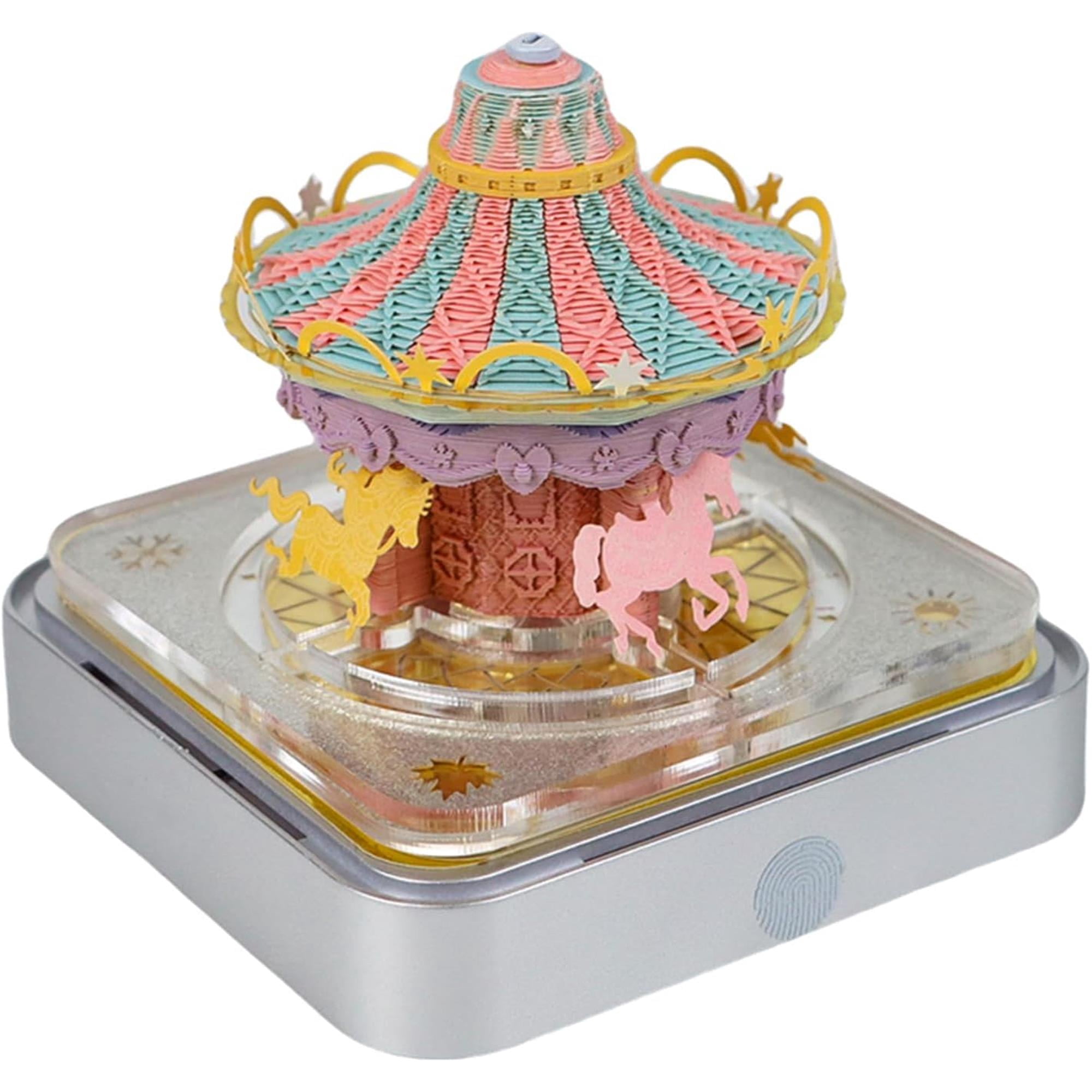 SQDWYGG 3D Memo Pads Paper, Creative Time Piece 2025 Notepad Artopad Carving Gift Desktop Decoration, Artist DIY Notes With LED Lights Craft,Merry-Go-Round,3.85" x 3.85"x 3.34"
