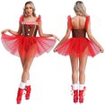 thumbnail image 3 of Disfraz de Cosplay de pan de jengibre de Navidad para mujer, vestido de tutú de malla a rayas con lazo, mono de Navidad, Año Nuevo, ropa de juego de rol para hombre con galletas, 3 of 5