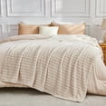 thumbnail image 5 of Super Soft Throw Blanket Linen Premium Silky Flannel Fleece 3D Waffle Checkered Lightweight Bed Blanket All Season Use (Linen, Throw(50"x70")), 5 of 6