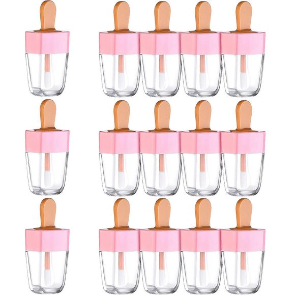 15 Pieces Lip Gloss Empty Containers Ice Cream Lip Gloss Tubes Refillable Lip Balm Gloss Tube Bottles for Women Girls DIY Cosmetics
