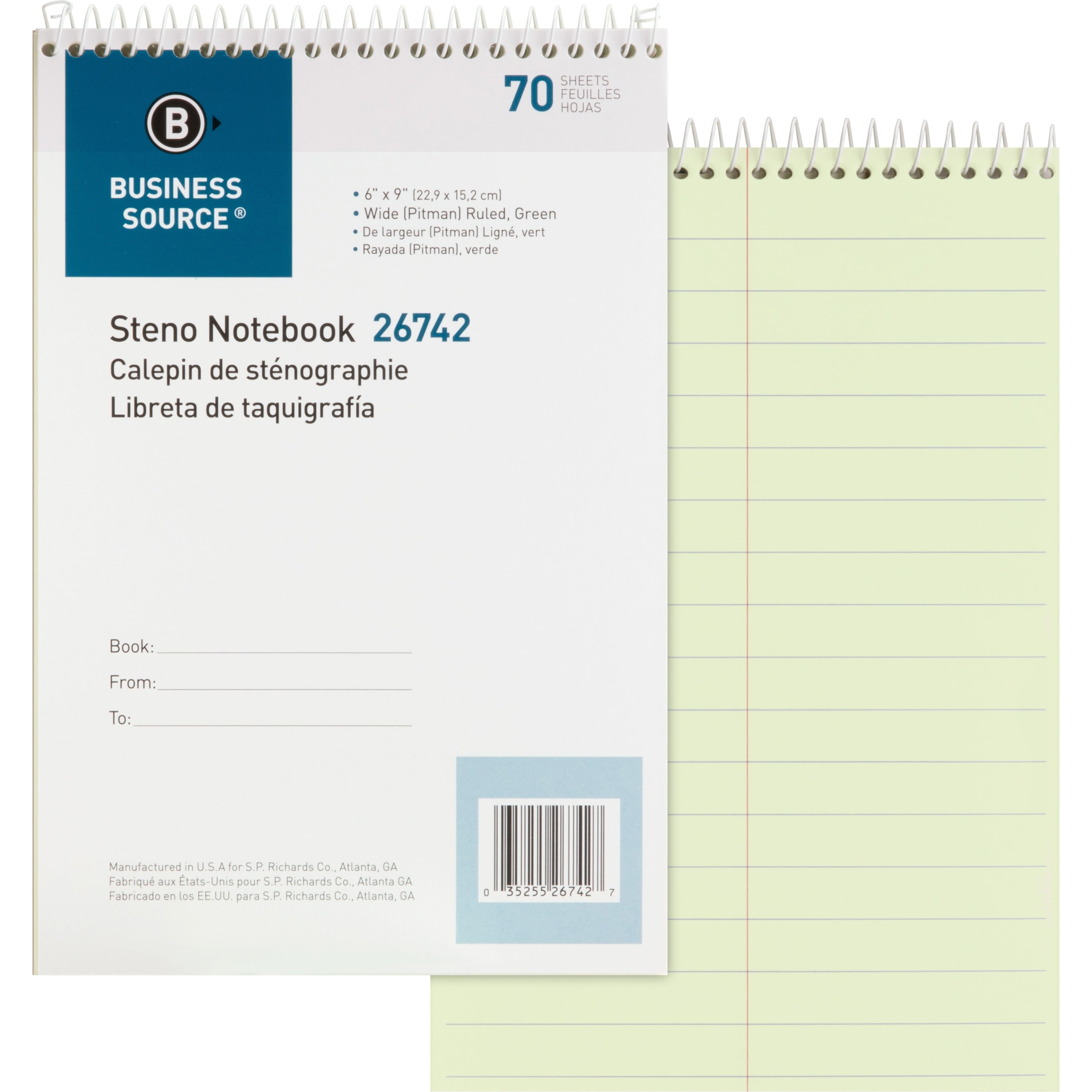 Business Source, BSN26742, Steno Notebook, 1 Each