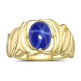 thumbnail image 1 of RYLOS Rings for Women 14K Yellow Gold Ring Solitaire 9X7MM Oval Gemstone with Satin Finish Band September Blue Star Sapphire Jewelry Size 10, 1 of 7