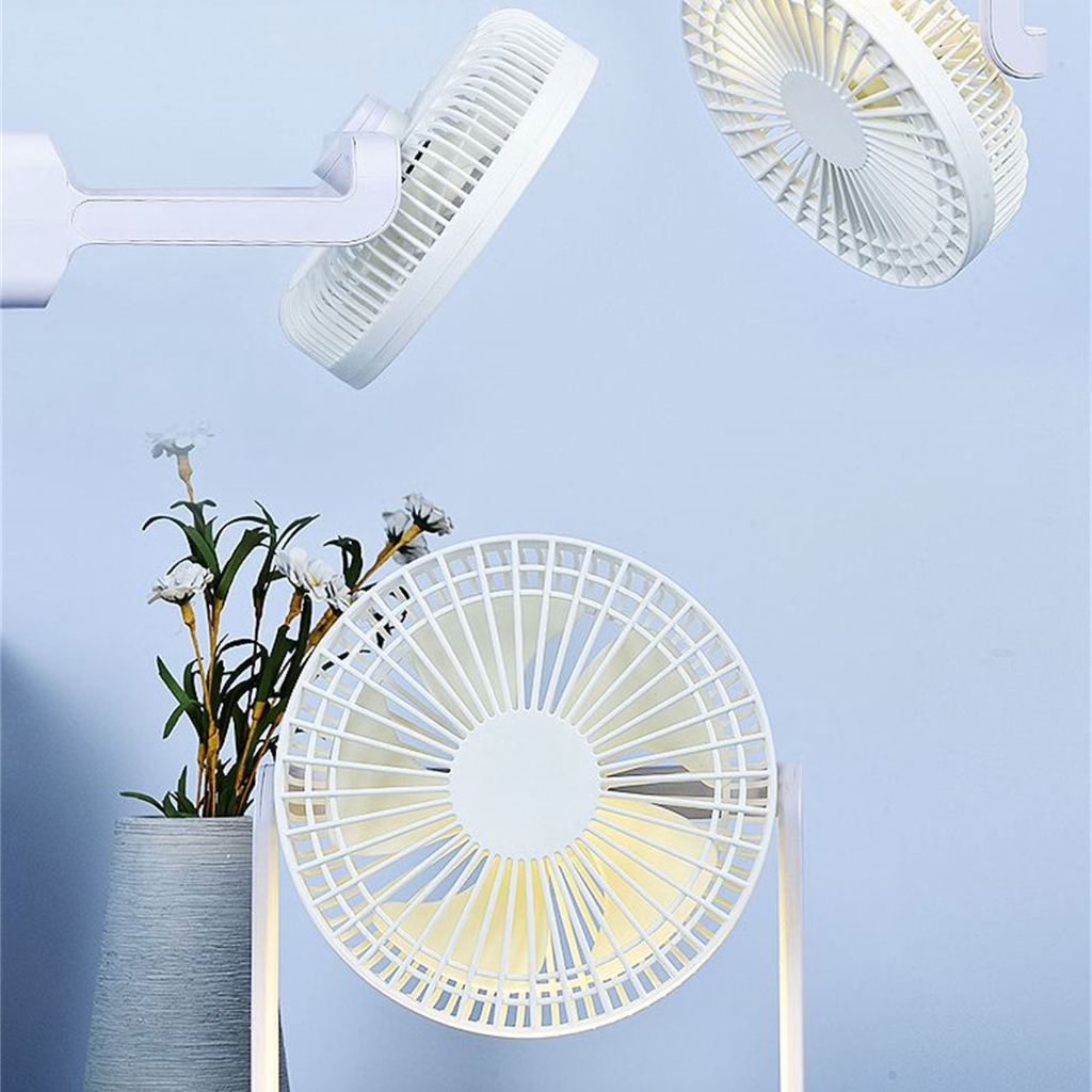 USB Rechargeable Portable Electric Fan Air Cooler with Light Desktop Ventilator