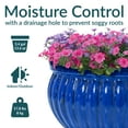 thumbnail image 3 of Sunnydaze Ribbed 14.5" Diameter x 7.25" H Round Dark Imperial Blue Ceramic Solid Plant Pot, 3 of 10