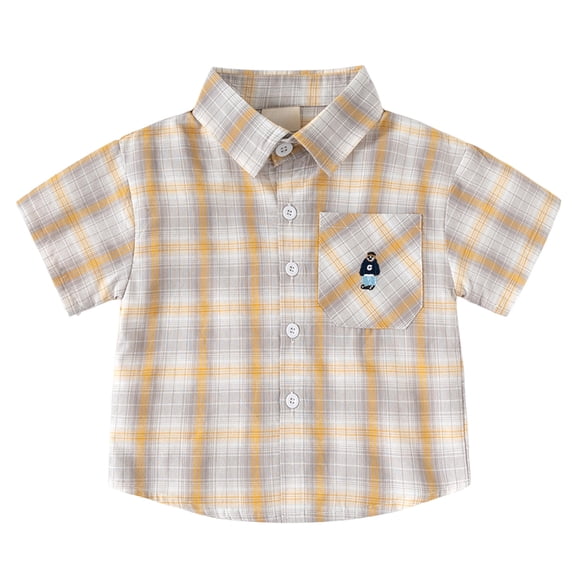 Hessimy Boys Geometric Texture T-Shirts Kids Fashion Crewneck Short Sleeve Loose Tops Tees(Yellow,8-10 Years)