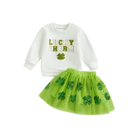 Toddler Baby Girls 2Pcs Spring Outfits 6 12 18 24 Months 2T 3T 4T Long Sleeve Letter Embroidery Sweatshirt   Tulle Skirt Set Baby Clothes