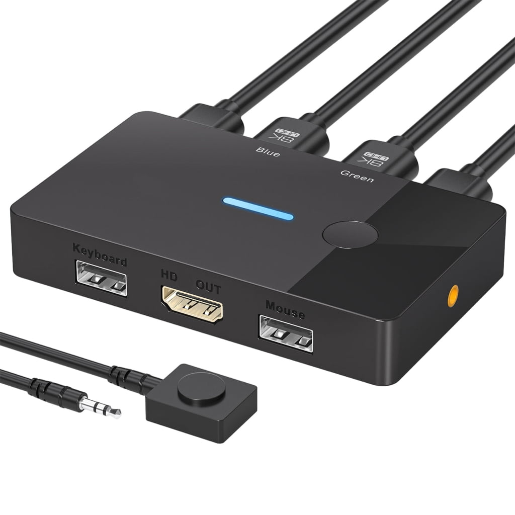 HDTV KVM Switcher 2 Input 1 Output 8K@60Hz USB Keyboards Mouse Sharing Switcher For Laptop Accessories