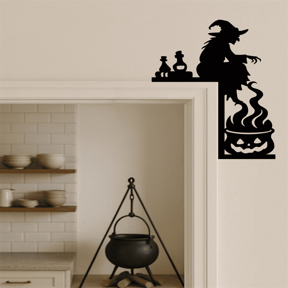 Gothic Witch Cauldron Iron Door Hanger Heavy Duty Wall Decor