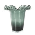 thumbnail image 6 of DecMode 14" Floral Tulip Inspired Ombre Green Glass Vase with Wavy Opening, 6 of 10