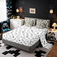 thumbnail image 4 of Meiyoeat Pixel Grid Miners Queen Bedding 7pcs, Minimal Mosaic Print Bedding Comforter Set Queen, Gray Off White, 4 of 6
