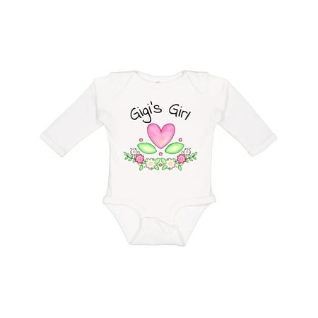 

Inktastic Gigi s Girl- Heart Flowers Gift Baby Girl Long Sleeve Bodysuit
