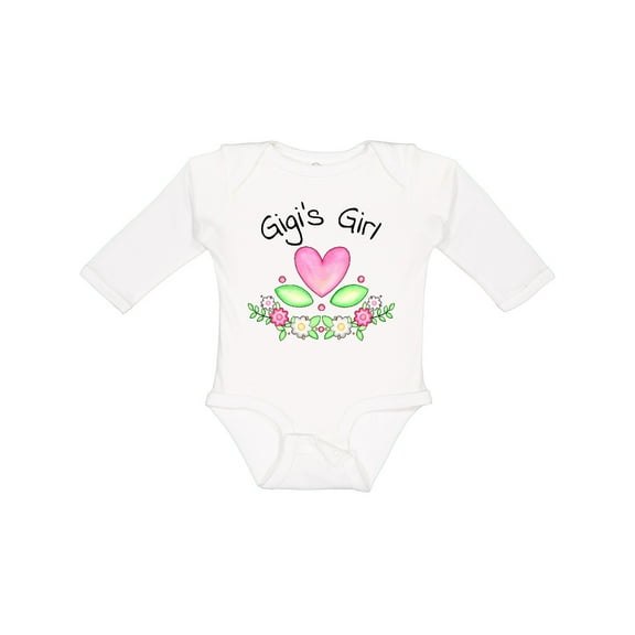 Inktastic Gigi's Girl- Heart Flowers Girls Long Sleeve Baby Bodysuit