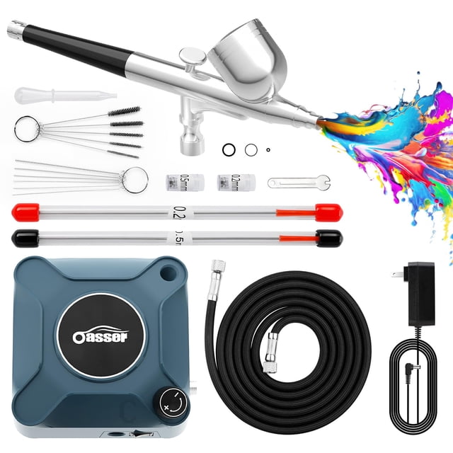 Kit de aerógrafo Oasser de doble acción con compresor de 12 V