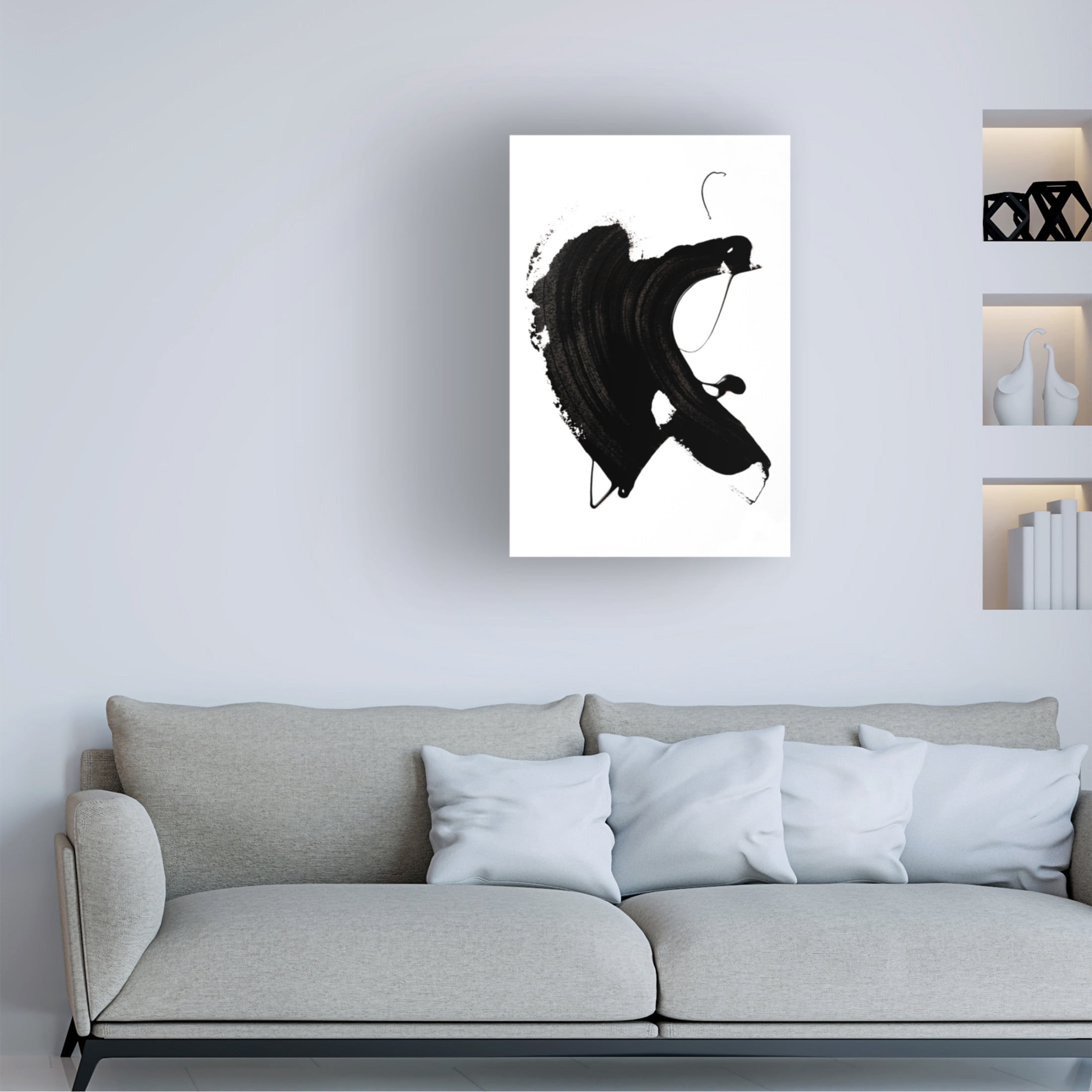 Trademark Fine Art uplusmestudio Black abstract Stroke Canvas Wall Art