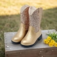 thumbnail image 4 of Kids Western Boots Girls Cowgirl Boots Unisex-Child Mid Calf Glitter Toddler Cowboy Boot Little Big Kids Western Riding Shoes, 4 of 5