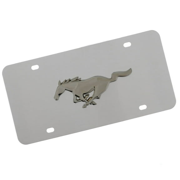 ford mustang 3d pony brushed steel auto license plate, official licensed