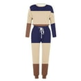 thumbnail image 4 of HAPIMO Women's Color Block Two Piece Pajamas Set Casual Long Sleeve Sweatshirt with Long Pants Loungewear Outfits Tracksuits Brown XXXXL, 4 of 5