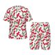 thumbnail image 1 of Fotbe Cherry_1 Pijama Estampada de 2 Piezas para Niños – Ropa de Dormir de Manga Corta Cómoda para Niños y Niñas, Camiseta y Shorts de Algodón-Medium, 1 of 6