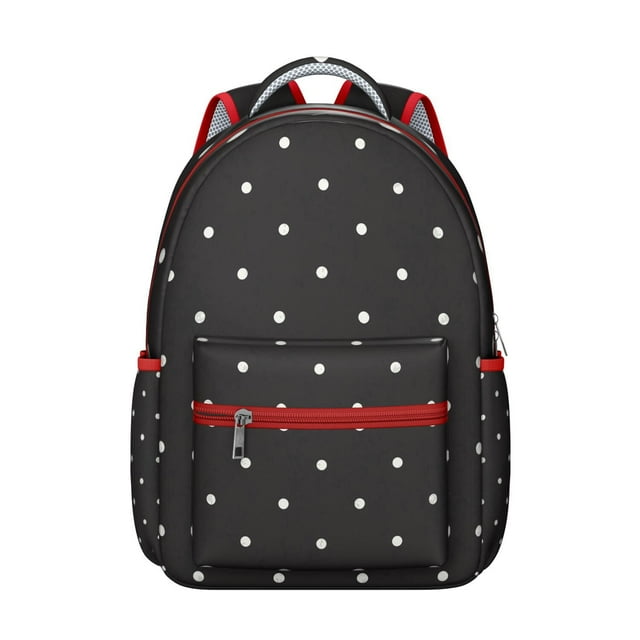 Sac à Dos Esthétique Rétro à Pois Sac d'École Vintage à Pois Rouges et Motif à Pois Sac à Dos Mignon pour Étudiant