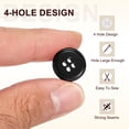 thumbnail image 4 of Botones de Costura Uxcell 10pcs 15mm 4 Agujeros Redondos de Resina, Negro Oscuro, 4 of 6