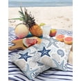 thumbnail image 3 of Pack of 2 Outdoor Pillow Covers, Summer Ocean Blue Khaki Coral Starfish Seashells Seaweed Waterproof Square Throw Pillowcase Cushion Decorative Pillow Covers for Couch Patio Tent, 18x18 in, 3 of 6