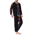 thumbnail image 2 of Balery Neon Psychedelic Giraffe Pijama para Hombre de Dos Piezas con Manga Larga, Conjunto de Dormir y Descanso Suave con Bolsillos-X-Large, 2 of 7