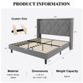 thumbnail image 3 of Sha Cerlin Queen Size Velvet Upholstered Bed Frame with Charging Station, Modern Wingback Storage Headboard, Diamond Stitched & Gold Trim, No Box Spring Needed, Easy Assembly, Gray, 3 of 9