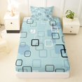 thumbnail image 4 of Castle Fairy Abstract Square Twin Sheets 3pcs,Minimalism Frame Shape Bedding,Sky Blue Pale Cyan,1 Flat Sheet, 1 Fitted Sheet and 1 Pillowcase, 4 of 7