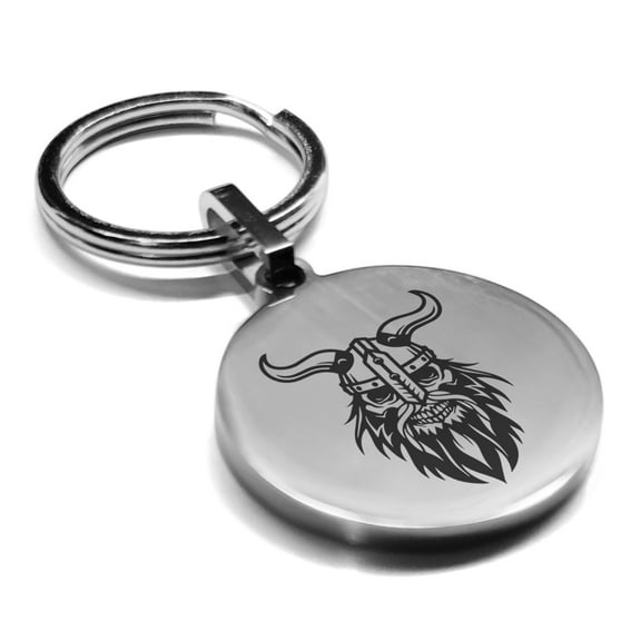 Stainless Steel Viking Warrior Champion Round Medallion Keychain Circle Ring
