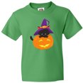 thumbnail image 3 of Inktastic Black Cat, Pumpkin, Cat With Witch Hat, Halloween Youth T-Shirt, 3 of 5
