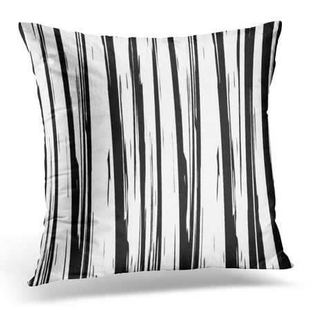 ECCOT Vertical Pattern with Strokes Abstract Using Brush Black and White Line Paint Pillowcase Pillow Cover Cushion Case 16x16
