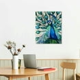 thumbnail image 3 of JEUXUS Peacock Canvas Wall Art Teal Blue Peacock Showing Its Beautiful Feathers Animal Picture Painting for Living Room Bedroom Home Decor Ready to Hang, 3 of 5