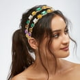 thumbnail image 2 of Diadema de cristal de imitación de cristal colorido de metal, diadema de diamantes de imitación, diadema de mujer, doble capa, 5.51 x1.65, 2 of 7
