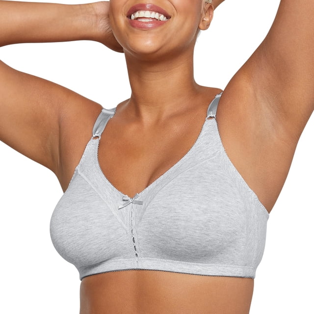 Bali #3036 sostén de doble apoyo de algodón sin alambre, para mujer, Gris Heather, 40D