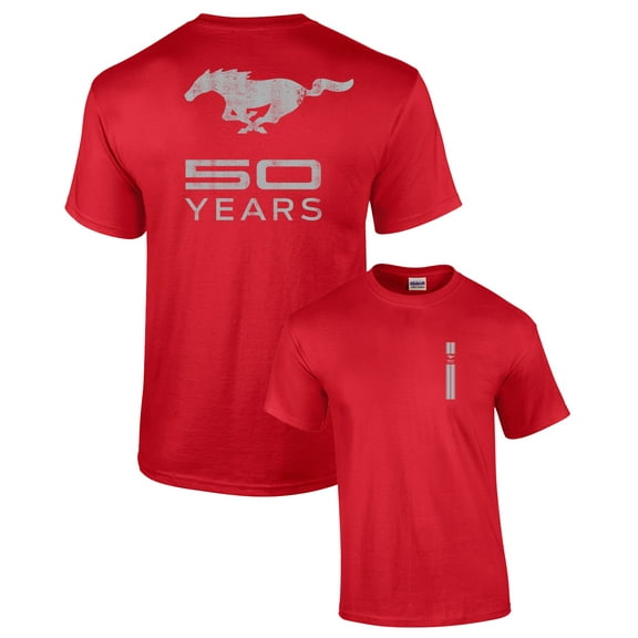 Ford Short Sleeve T-shirt Mustang 50 Years Pony-Red-Small