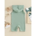 thumbnail image 6 of Suealasg Baby Boys Summer Hood Jumpsuit 3 6 12 18 Months Infant Newborn Boys Casual Solid Color Ribbed Sleeveless Tank Romper, 6 of 9